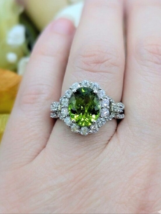 Jewelry - 4.95ctw Hebei Peridot & Cambodian Zircon Platinum Plated 925 Silver